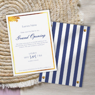 Bold navy blue gold versatile boutique event invitation