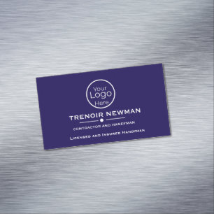 Bold Navy Blue Professional Handyman Services Magnetic Business Card