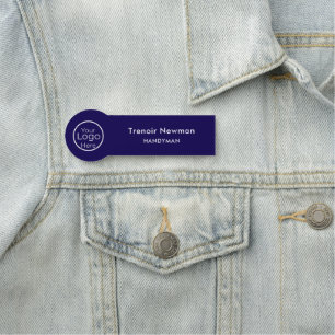 Bold Navy Blue Professional Handyman Services Name Tag