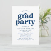 Bold Navy Blue Typography Graduation Party Invitation (Standing Front)