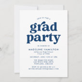 Bold Navy Blue Typography Graduation Party Invitation (Front)