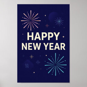 Bold Navy Gold 2026 Celebration Fireworks Poster