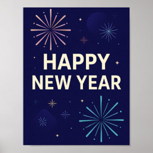 Bold Navy Gold 2026 Celebration Fireworks Poster