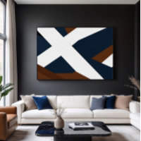 Bold Navy White Brown Layered Abstract