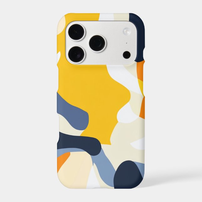 Bold Navy Yellow and Orange Abstract Organic Patte (Back)