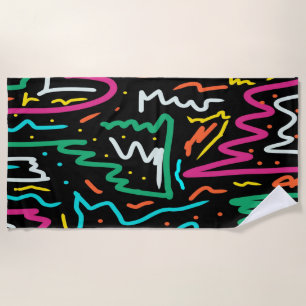 Bold Neon Contrast Party Abstract Beach Towel