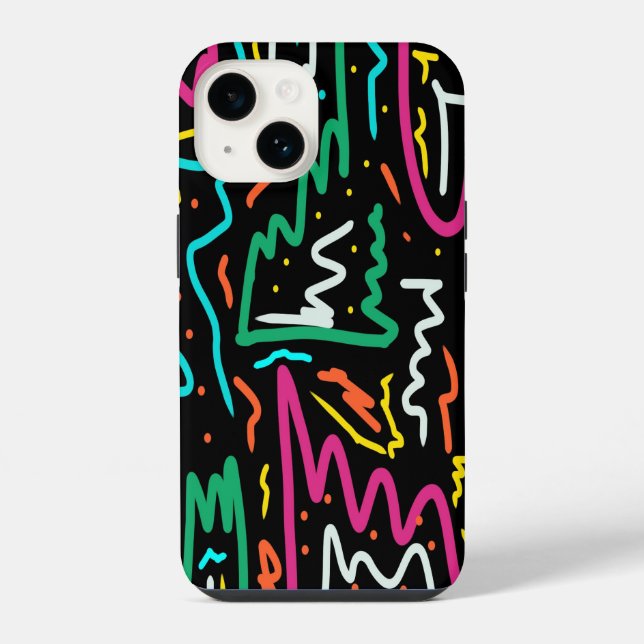 Bold Neon Contrast Party Print iPhone Case (Back)