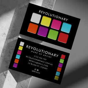 Bold Neon Eyeshadow Pallete Makeup Artist Business Card