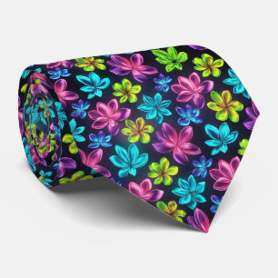 Bold Neon Gradient Floral Pattern Tie