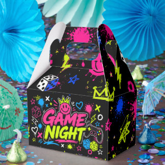 Bold Neon Graffiti Game Night Favour Box