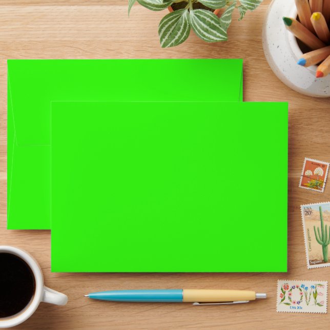 Bold Neon Green A7 Envelope for Greeting Cards (Desk)