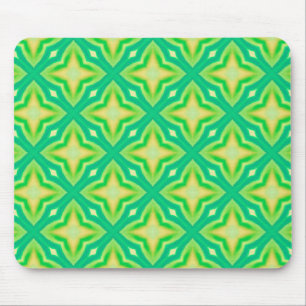 Bold neon green star pattern mosaic mouse pad
