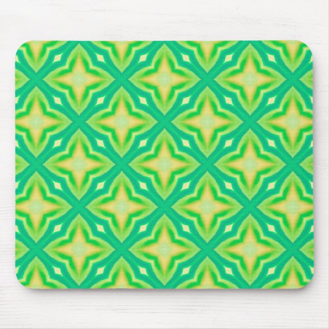 Bold neon green star pattern mosaic mouse pad (Front)