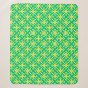 Bold neon green star pattern mosaic sherpa blanket