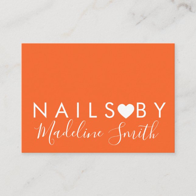 Bold Neon Heart Makeup Artist Nail Salon   Business Card (Front)
