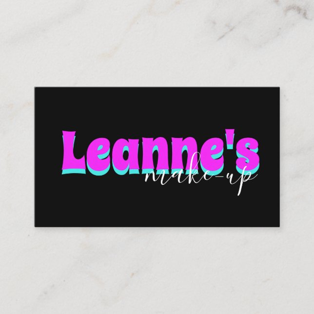 Bold Neon Makeup Salon Nails Trendy  Business Card (Front)