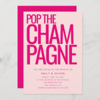 Bold Neon Pink Pop the Champagne Modern Wedding