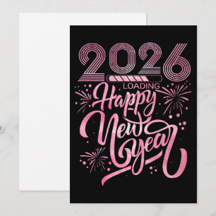 Bold New Year Design with Pink Fireworks Holiday Card