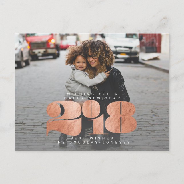 BOLD NEW YEAR(ROSE GOLD) HOLIDAY POSTCARD (Front)