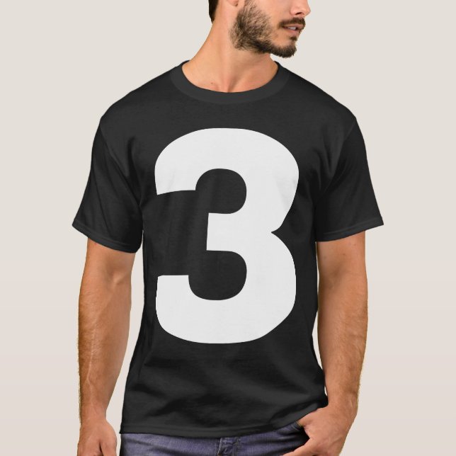 Bold Number Three 3  Big Font Symbol Character T-Shirt (Front)