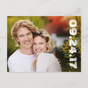 Bold Numbers Modern Photo Save the Date / White Announcement Postcard