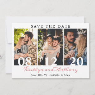 Bold Numbers Modern Script 3 Photo Save The Date