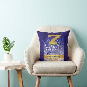 Bold Numeral - 7 Year CUSTOM 12 Step Anniversar Cushion