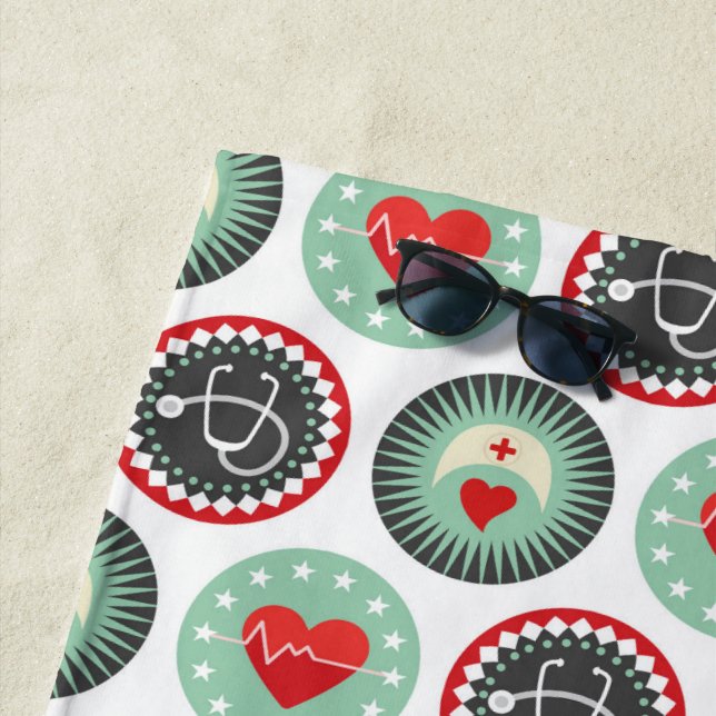 Bold Nurse Pattern - LPN RN Healthcare Beach Towel (In Situ)
