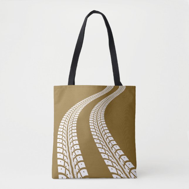 Bold Off-Road Tire Track Rugged Automotive Tote Bag (Front)