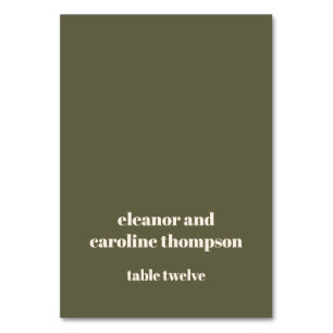 Bold Olive Fall Retro Custom Wedding Place Card