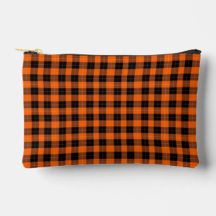 Bold Orange and Black Buffalo Plaid Accessory Pouch