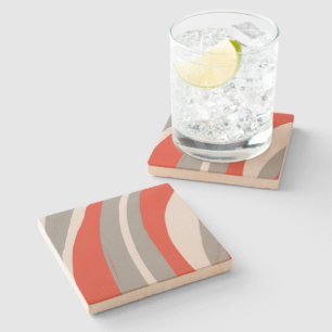 Bold Orange and Grey Abstract  Stone Coaster