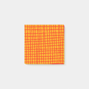 Bold Orange and Red Check Pattern Stylish Post-it Notes