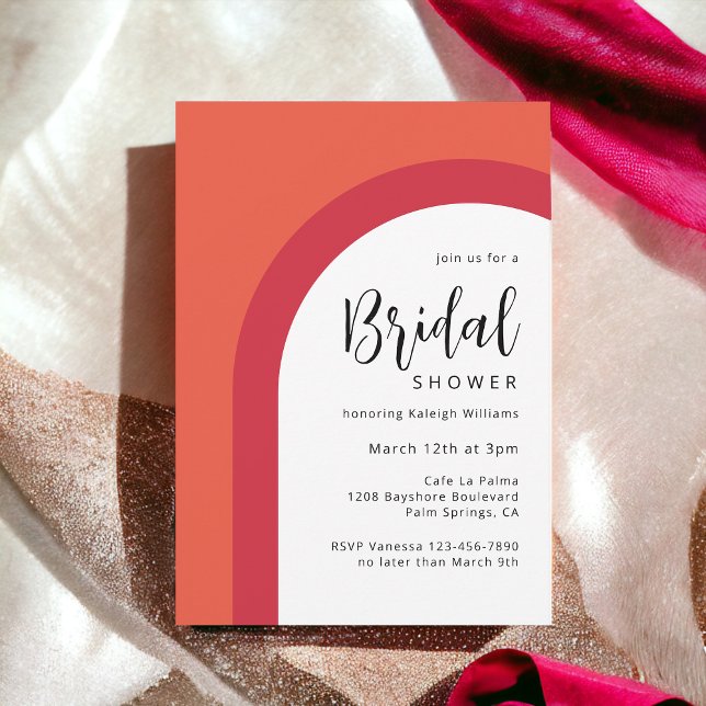 Bold Orange and Red Simple Arch Bridal Shower Invitation (Creator Uploaded)