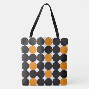 Bold Orange Black Dots Geometric Pattern Tote Bag