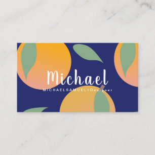 Bold Orange Blue Fruit Pattern Business Card