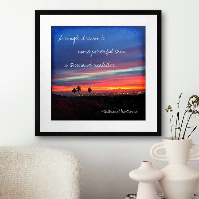 Bold Orange Blue Sunset Photo Single Dream Quote  Poster (Creator Uploaded)
