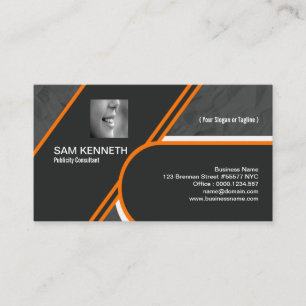 Bold Orange Borders Grey Paper Crease Design Business Card