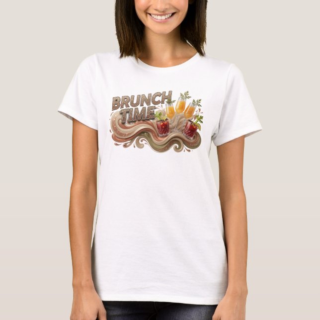 Bold Orange BRUNCH TIME Text Design T-Shirt (Front)