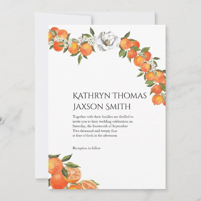 Bold Orange Farmhouse Themed Wedding Invitation (Front)