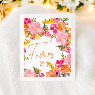 Bold Orange flowers script favours bridal shower  Poster