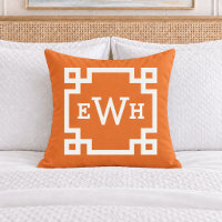 Bold Orange Greek Key Monogram Initial