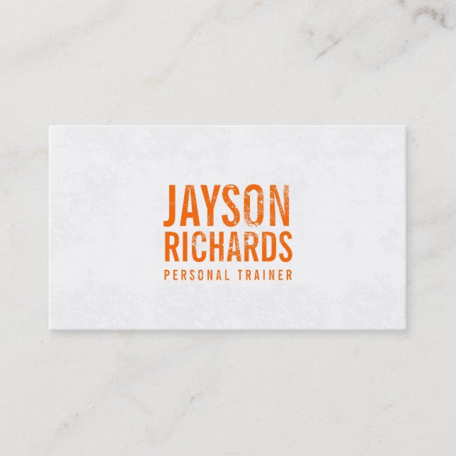 Bold Orange Grunge Stamped Text Business Card (Front)