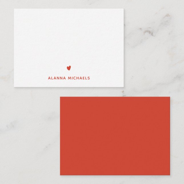 Bold Orange Heart and Name Card (Front/Back)