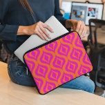 Bold Orange Hot Pink Summer Ikat Ogee Art Pattern Laptop Sleeve<br><div class="desc">Beautiful contemporary vibrant hot pink and bright orange coloured Bohemian Ikat style ogee drops pattern. Ornate,  elegant,  and funky hipster design for the fancy artistic interior designer,  artsy fashion diva,  popular hip trendsetter,  vintage retro,  nouveau deco art style,  or abstract graphic digital geometric motif lover</div>