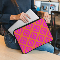 Bold Orange Hot Pink Summer Ikat Ogee Art Pattern
