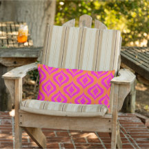 Bold Orange Hot Pink Summer Ikat Ogee Art Pattern