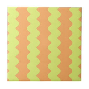 Bold Orange Lime Wavy Stripe Modern Decorative Tile