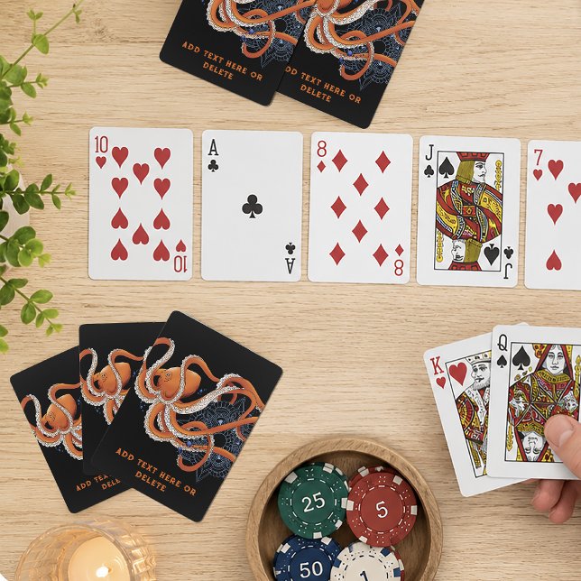 Bold Orange Mesmerising Octopus Mandala  Playing Cards (Creator Uploaded)