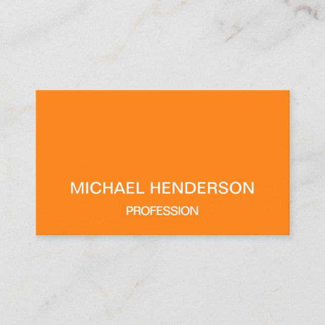 Bold orange minimalist modern business cards (Front)